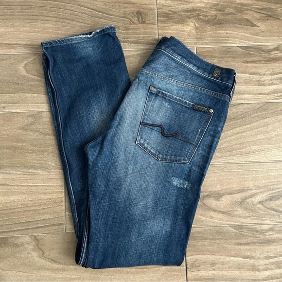 7 For All Mankind Slimmy Blue Denim Jeans - Picture 8 of 8